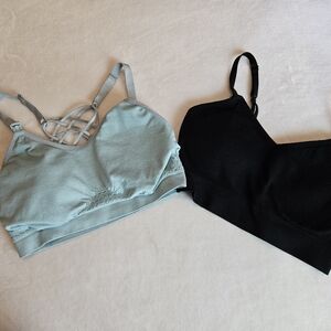 Two Nursing Sports Bras (Blue and Black) Size Large